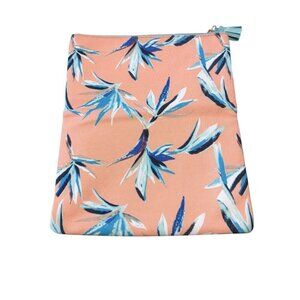 Rachel Pally Reversible Foldover Clutch Bag Coral Mint Floral Print Tassel Zip